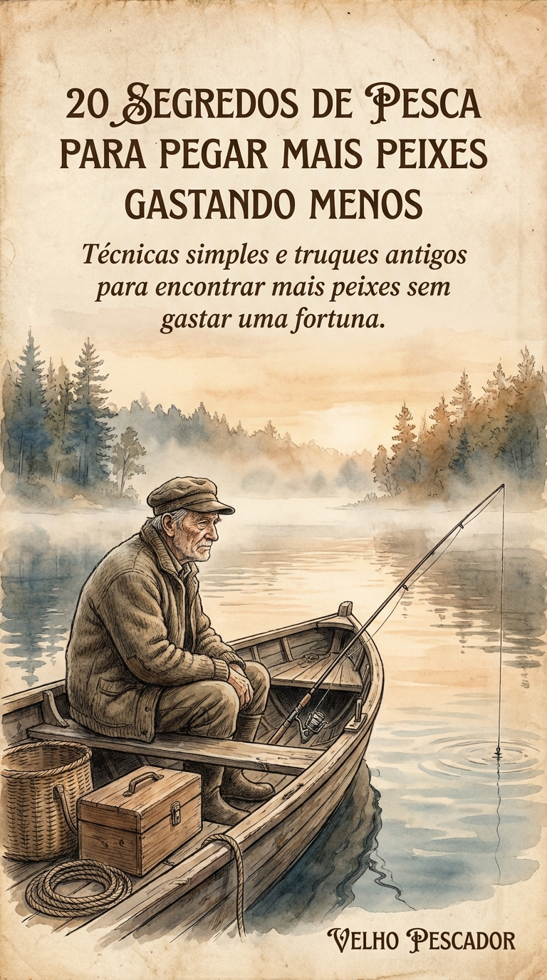 Velho pescador num bote ao amanhecer — ilustração em aquarela